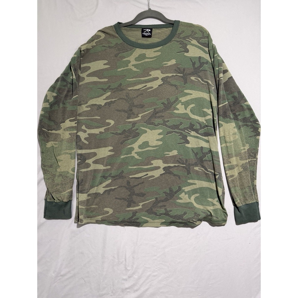 rothco brand ls camoflauge green ringer tee, men's‎ 2x t-shirt